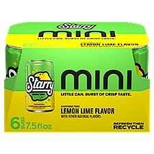 Starry Mini Soda Lemon Lime 7.5 Fl Oz 6 Count, Paperboard