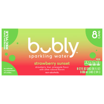 Bubly Sparkling Water Strawberry Sunset 12 Fl Oz, 8 Count Price Rite