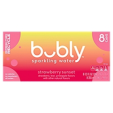 Bubly Sparkling Water Strawberry Sunset 12 Fl Oz, 8 Count, 96 Fluid ounce