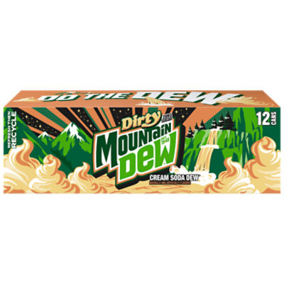 Mountain Dew Zero Sugar Dew Dirty Cream Soda 12 Fl Oz X 12, 144 Fluid ounce