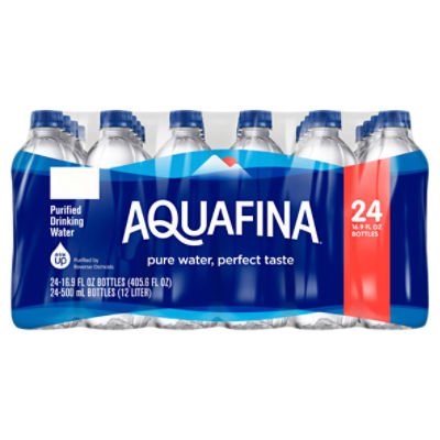 Aquafina Purified Drinking Water 16.9 Fl Oz 24 Count Bottles, 405.6 Fluid ounce
