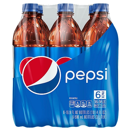 Pepsi Soda Cola, 16.9 Fl Oz, 6 Count
