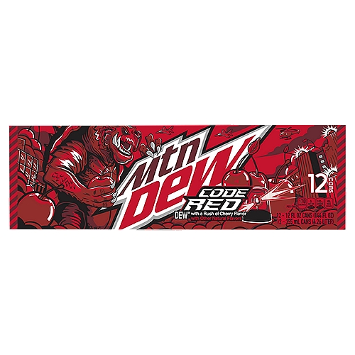Mtn Dew Code Red Dew Soda With A Rush Of Cherry Flavor 12 Fl Oz 12 Count Cans