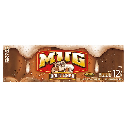 Mug Root Beer Soda, 12 fl oz, 12 count
12 - 12 fl oz each. No caffeine. Low sodium.