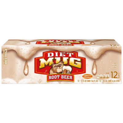 Mug Diet Zero Calorie Soda, Root Beer, 12 Fl Oz, 12 Count