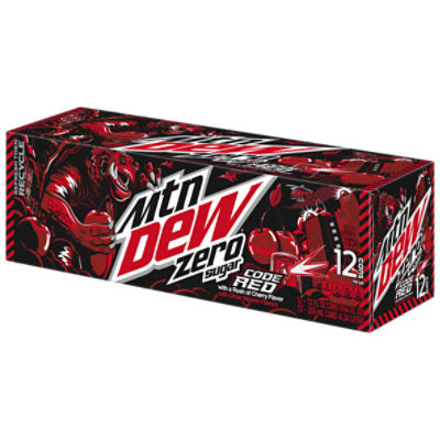 Mtn Dew Zero Sugar DEW Code Red, With a Rush of Cherry, 12 Fl Oz, 12 Count