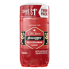 Old Spice Red Collection Swagger Scent Deodorant for Men, Value Pack, 3.0 oz, Pack of 2, 6 Ounce