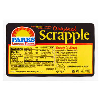 Parks Famous Flavor Original Scrapple, 16 oz, 16 Ounce