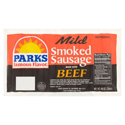 Parks Famous Flavor Mild Smoked Beef Sausage, 17 count, 48 oz