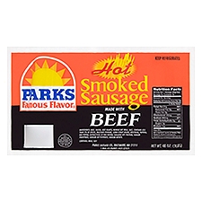 Parks Famous Flavor Hot Smoked Beef Sausage, 16 count, 48 oz