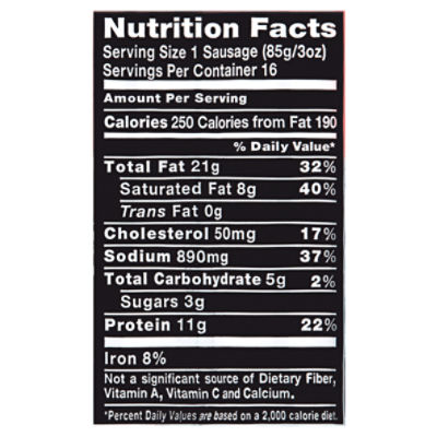 Parks Famous Flavor Hot Smoked Beef Sausage 16 count 48 oz The