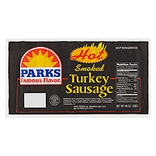 Parks Famous Flavor Hot Smoked Turkey Sausage, 16 count, 48 oz