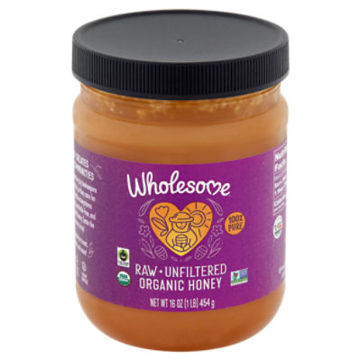 Wholesome Raw + Unfiltered Organic Honey, 16 oz
