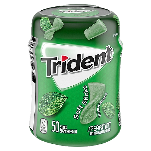 Trident Unwrapped Spearmint Sugar Free Gum, 50 Piece Bottle
One bottle with 50 pieces of Trident Unwrapped Spearmint Sugar Free Gum (packaging may vary)
Spearmint flavored sugar free chewing gum
Helps clean and protect teeth while providing fresh breath
Spearmint chewing gum made with xylitol
Chewing Trident after eating and drinking cleans and protect teeth