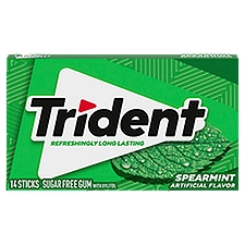 Trident Spearmint Sugar Free Gum With Xylitol, 14 Each