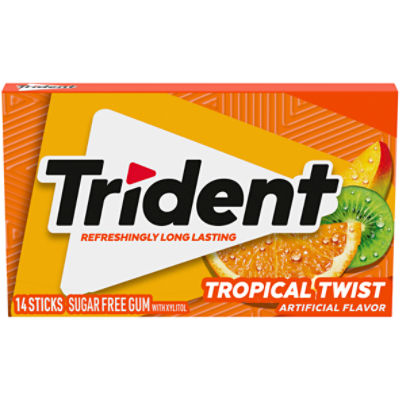 Trident Tropical Twist Sugar Free Gum, 14 count, 14 Each