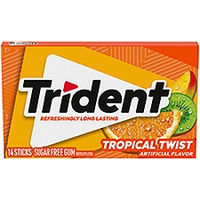 Trident Tropical Twist Sugar Free Gum With Xylitol, 14 Each