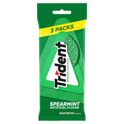 Trident Spearmint Sugar Free Gum with Xylitol, 42 count, 42 Each