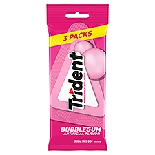 Trident Bubblegum Sugar Free Gum, 3 Packs of 14 Pieces (42 Total Pieces)