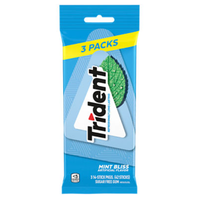 Trident Mint Bliss Sugar Free Gum, 3 Packs of 14 Pieces (42 Total Pieces)