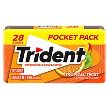 Trident Tropical Twist Sugar Free Gum with Xylitol Pocket Pack, 28 count
