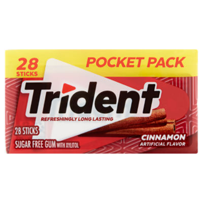 Trident Cinnamon Sugar Free Gum Sticks with Xylitol Pocket Pack, 28