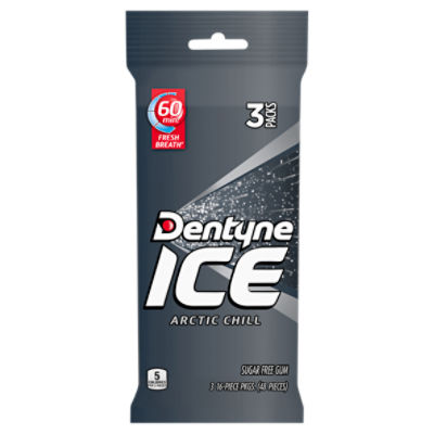 Dentyne Ice Arctic Chill Sugar Free Gum, 16 count, 3 pack