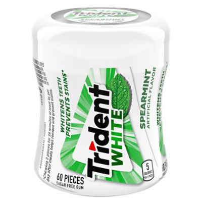 Trident White Spearmint Sugar Free Gum, 60 count, 1 Each