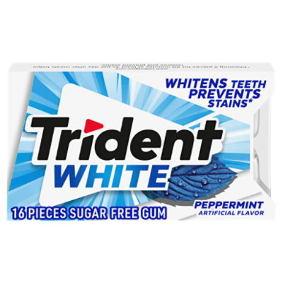Trident White Peppermint Sugar Free Gum, 16 count, 16 Each