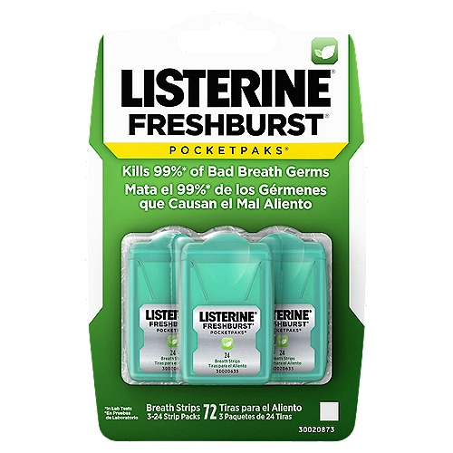 Listerine Pocketpaks Freshburst Breath Strips, 24 count, 3 pack