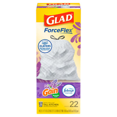 Glad ForceFlex GripsTheCan Tall Kitchen Drawstring Bags, 22 count