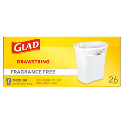 Glad Fragrance Free Medium Drawstring Bags, 26 count