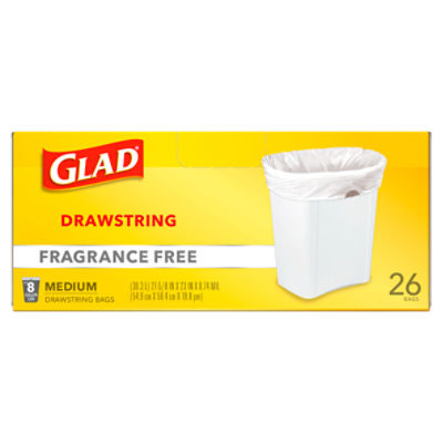 Glad Fragrance Free Medium Drawstring Bags, 26 count
