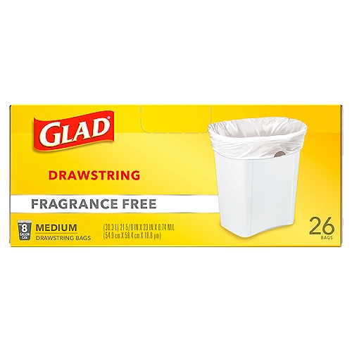 Glad Fragrance Free Medium Drawstring Bags, 26 count