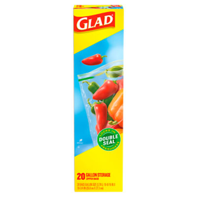 Glad Gallon Storage Zipper Bags, 20 count