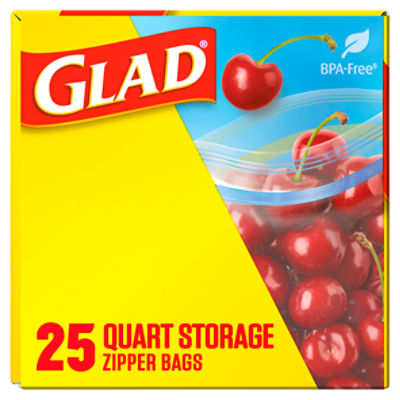 Glad Zipper Storage Bags, Quart Size 25 bags, 1 - Foods Co.