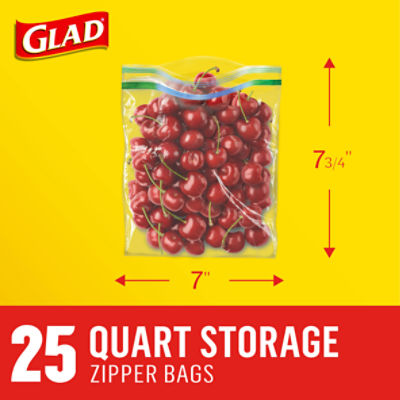 Glad Quart Storage Zipper Bags, 25 count