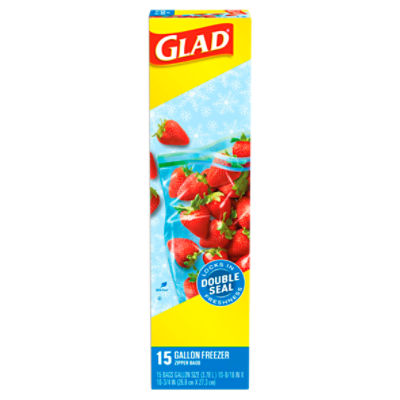 Glad Gallon Freezer Zipper Bags, 15 count