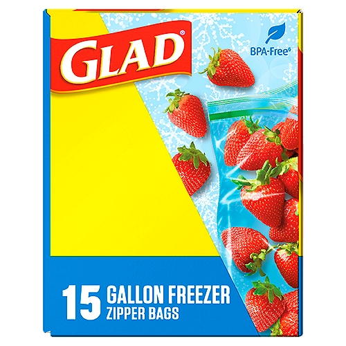 Glad Gallon Freezer Zipper Bags, 15 count