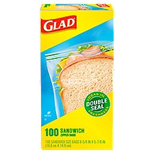 Glad Sandwich Zipper Bags, 100 count, 100 Each