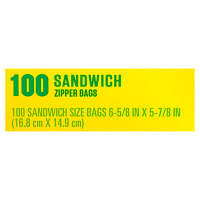 Glad Sandwich Zipper Bags, 100 count