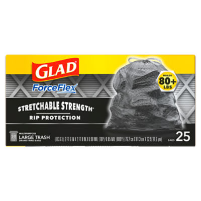 Glad Forceflex Multipurpose Large Trash Drawstring Bags, 25 count