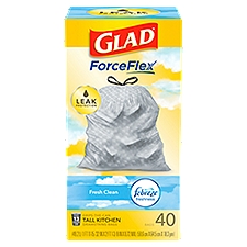 Glad ForceFlex Tall Kitchen Drawstring Bags, 40 count, 40 Each