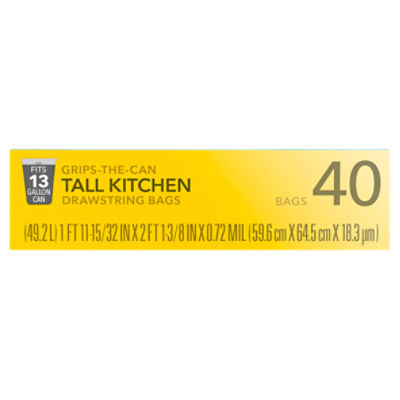 Basics Tall Kitchen Drawstring Trash Bags, Clean Fresh