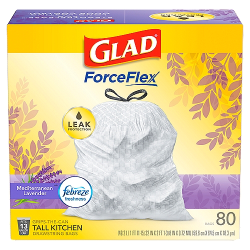 Glad ForceFlex Grips-The-Can Tall Kitchen Drawstring Bags, 80 count