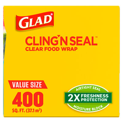 Glad Cling 'N Seal Clear Plastic Food Wrap (400 sq. ft./roll, 2