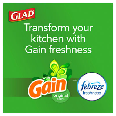 Glad ForceFlex with Gain Original Scent Tall Kitchen Drawstring Bags, 40 count
