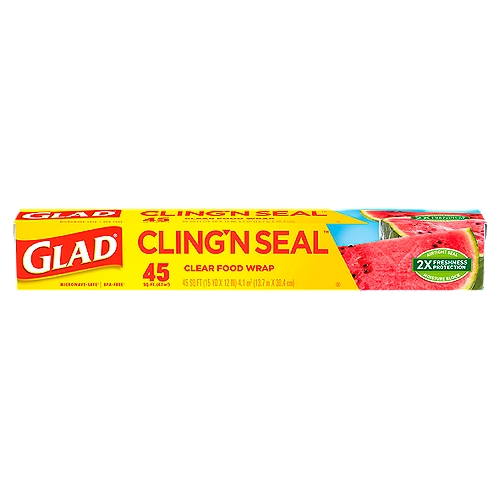 Glad Cling'n Seal 45 sq ft Clear Food Wrap
BPA-Free†
†Product not formulated with BPA (bisphenol A)

Unlike some other wraps, Glad® Cling'n Seal™ contains no plasticizer.

Glad Grab™ Holds Wrap in Place for Next Use