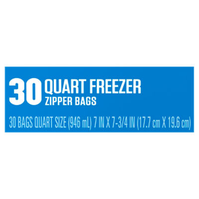 Glad Freezer Quart Zipper Bags, 30 count
