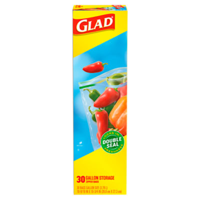 Glad Gallon Storage Zipper Bags, 30 count